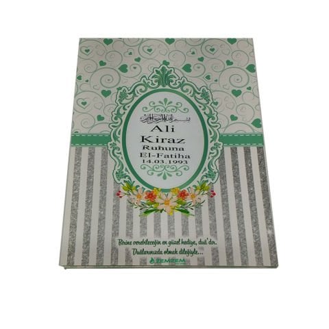 Hediyelik Yasin Cüzü Seti 80 Sayfa Yeşil 12X16 Cm Kalp Desen