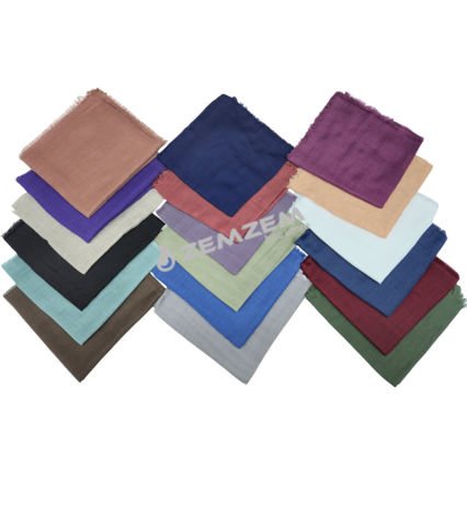 Pamuklu Başörtü Flamlı Tek Renk